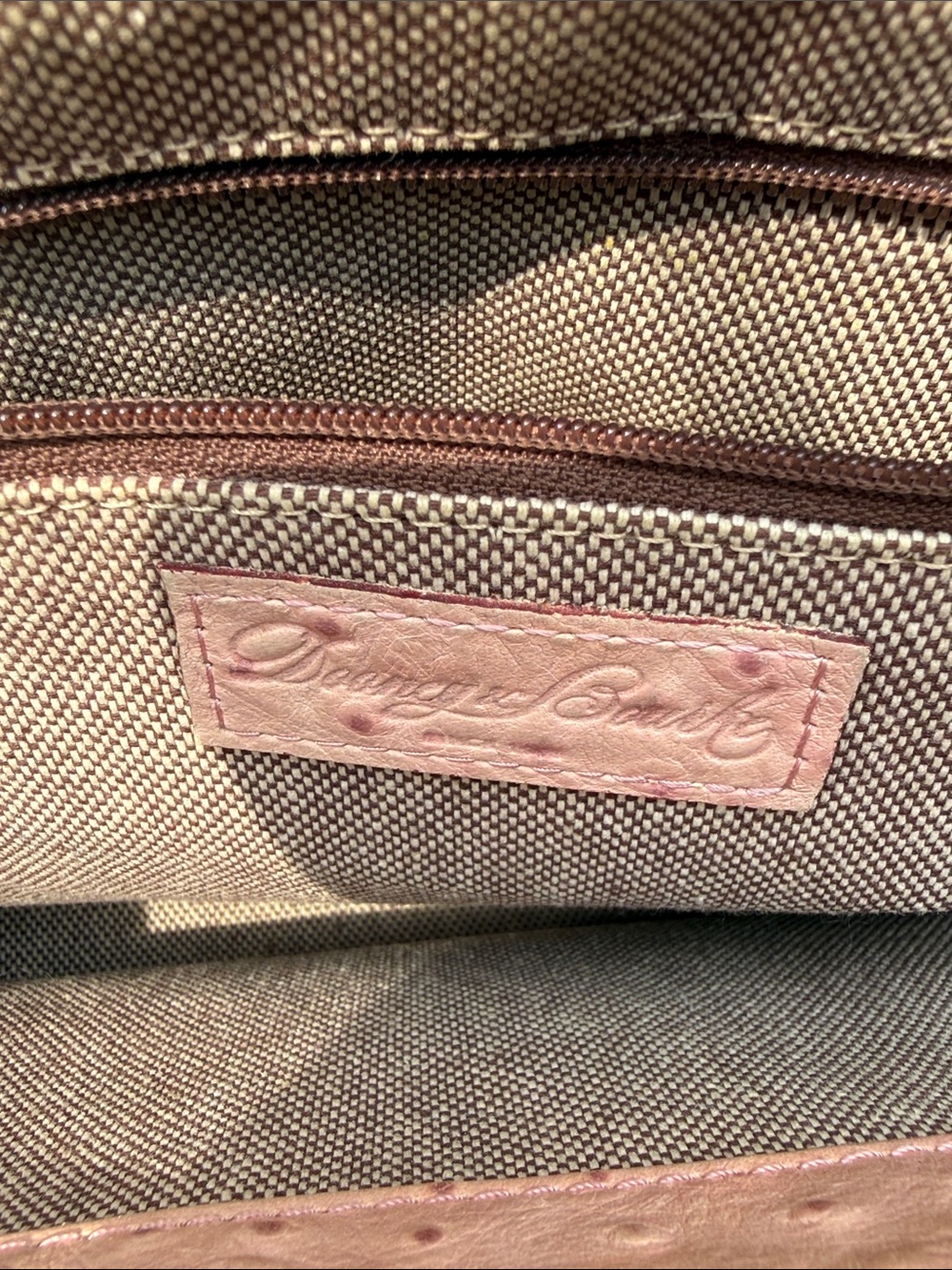 Dooney & Bourke Ostrich Embossed Leather Satchel Tote Push Lock - Picture 12 of 15